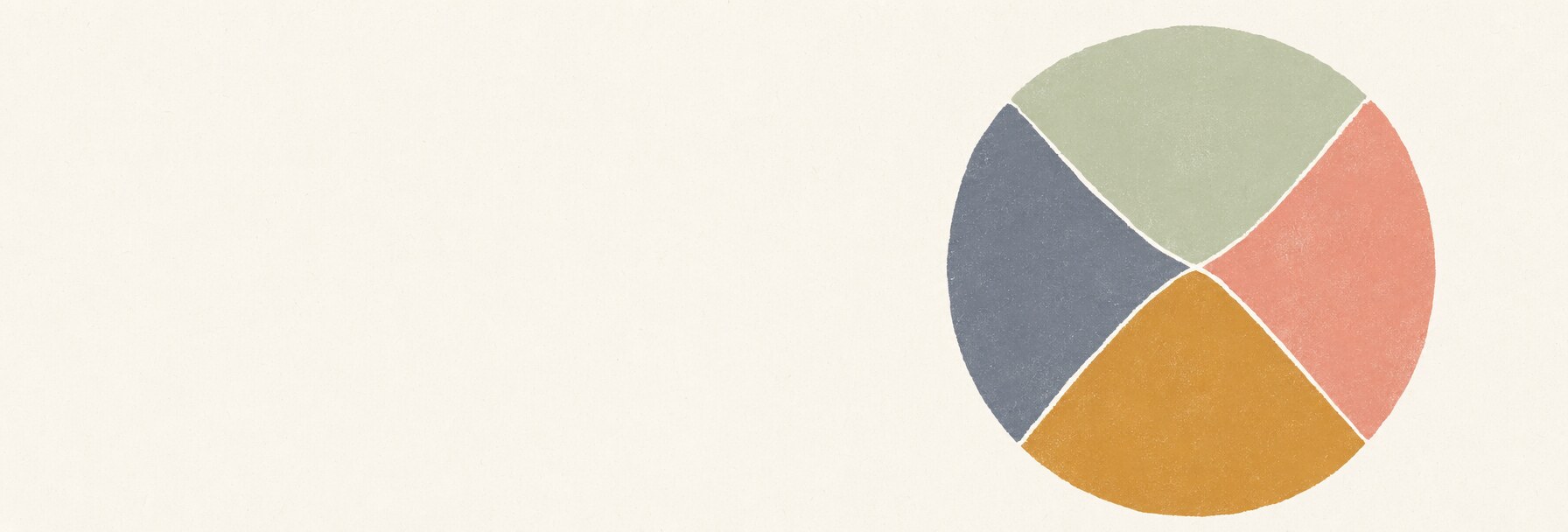 A circle divided into four arcing segments in seasonal hues representing spring, summer, autumn, and winter.