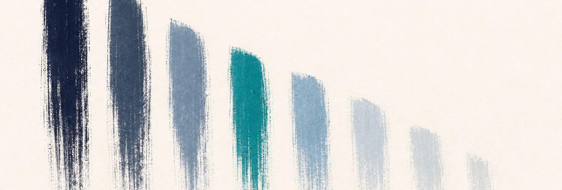 A row of vertical brush strokes descending in height from left to right, like notes fading over the hours of a drydown.